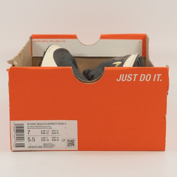 Nike Women's ReactX Infinity Run 4 Dark Smoke Grey DR2670-006 Running size 7 - Picture 8 of 8